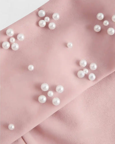 Victoire | Robe midi à perles fines et bretelles croisées