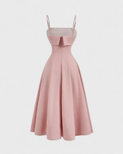 Victoire | Robe midi à perles fines et bretelles croisées