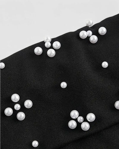 Victoire | Robe midi à perles fines et bretelles croisées