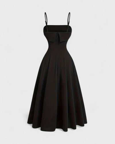 Victoire | Robe midi à perles fines et bretelles croisées