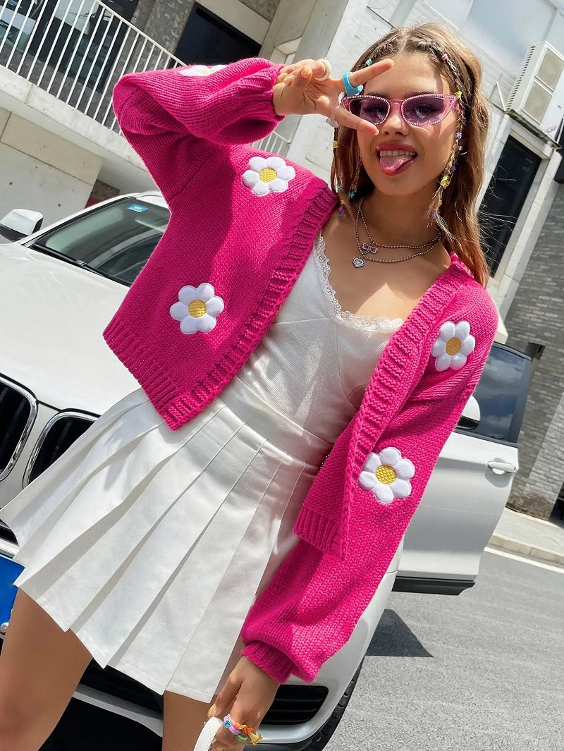 Adelaide | Cardigan en tricot fleuri pour femme