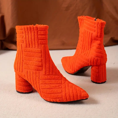 Evelynn - Bottes à talons épais de couleur unie pour femmes